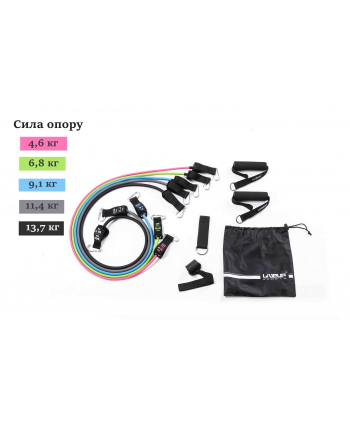 Набір еспандерів 5шт з кріпленнями LiveUp EXPANDER TUBE SET